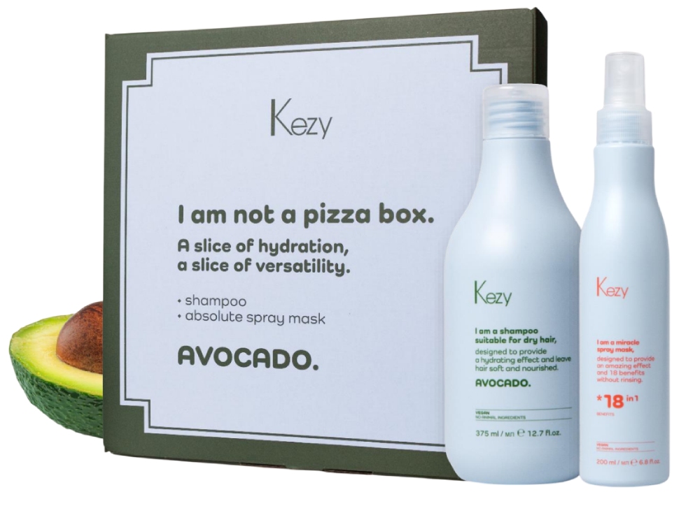 Kezy I am Набор " Я не пицца"( Шампунь с экстрактом авокадо для сухих волос  375 мл+SPRAY MASK 18 в 