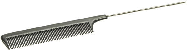 Расчёска с хвост. метал. 21,5 см серо/бел.
