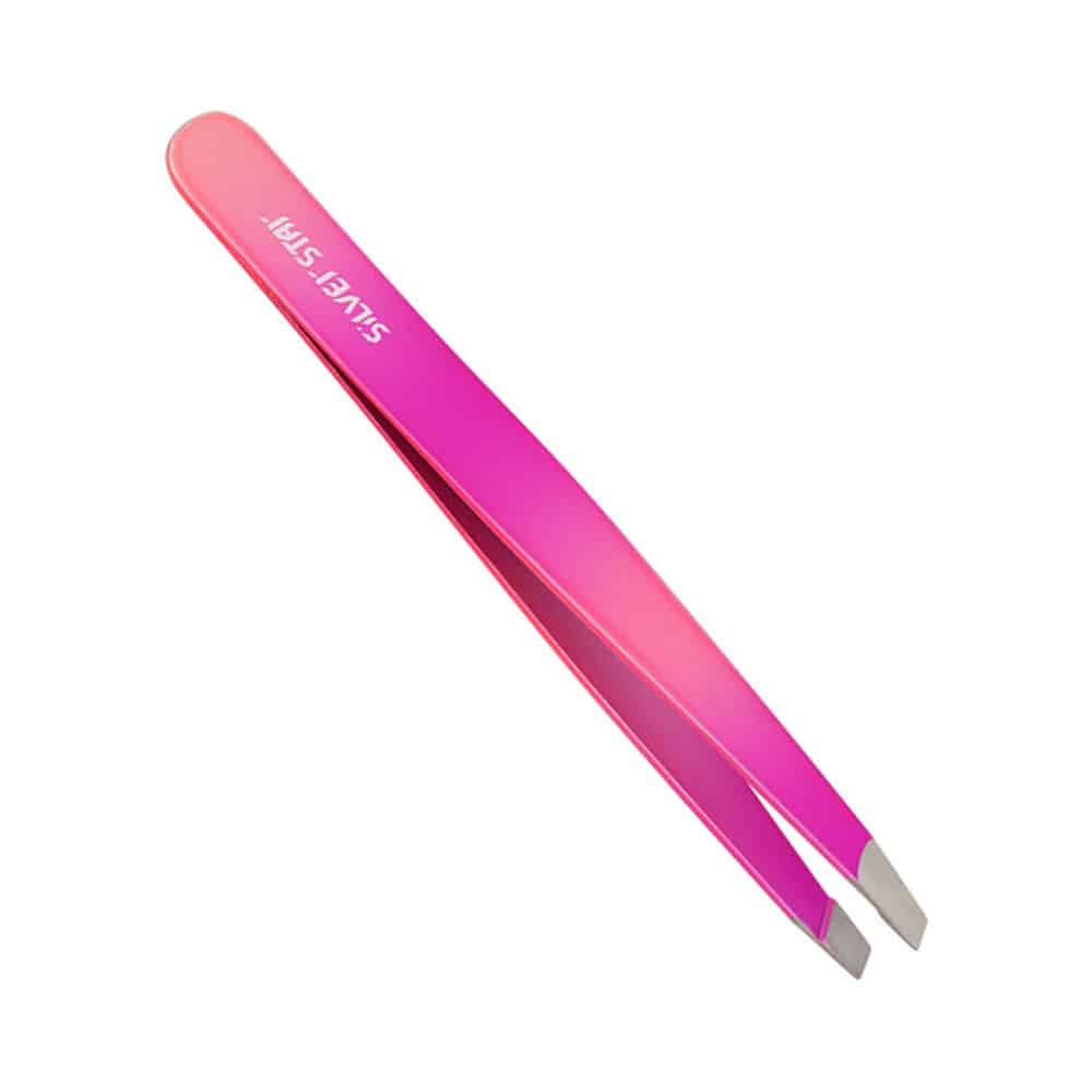 Пинцет косой градиент розово-малиновый, покрытие софт тач