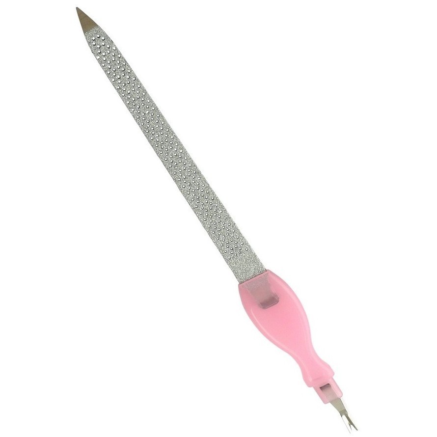 Пилка металлическая 6" с триммером розовая