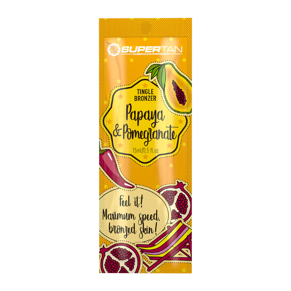 Papaya&Pomegranate Горячий бронзатор с тингл-эффектом, коллагеном и экстрактом кофеина (15мл)