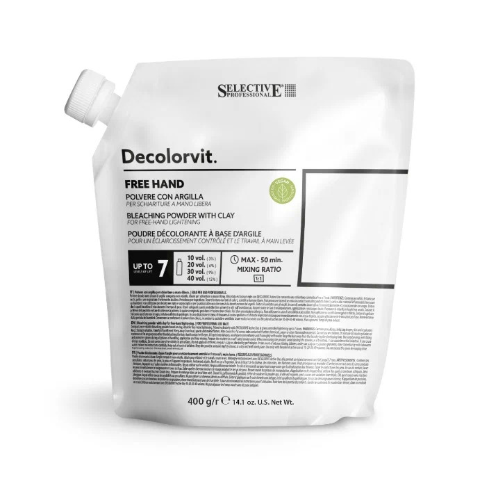 DECOLORVIT FREE HAND Обесц. порошок с глиной д/осветления в технике "свободной руки, 400 гр. 